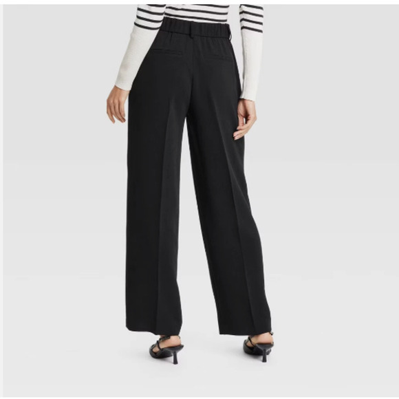 High-Rise Pleated Front Straight Trousers Sz 4 NWT Black Crepe- A New Day - Picture 2 of 9